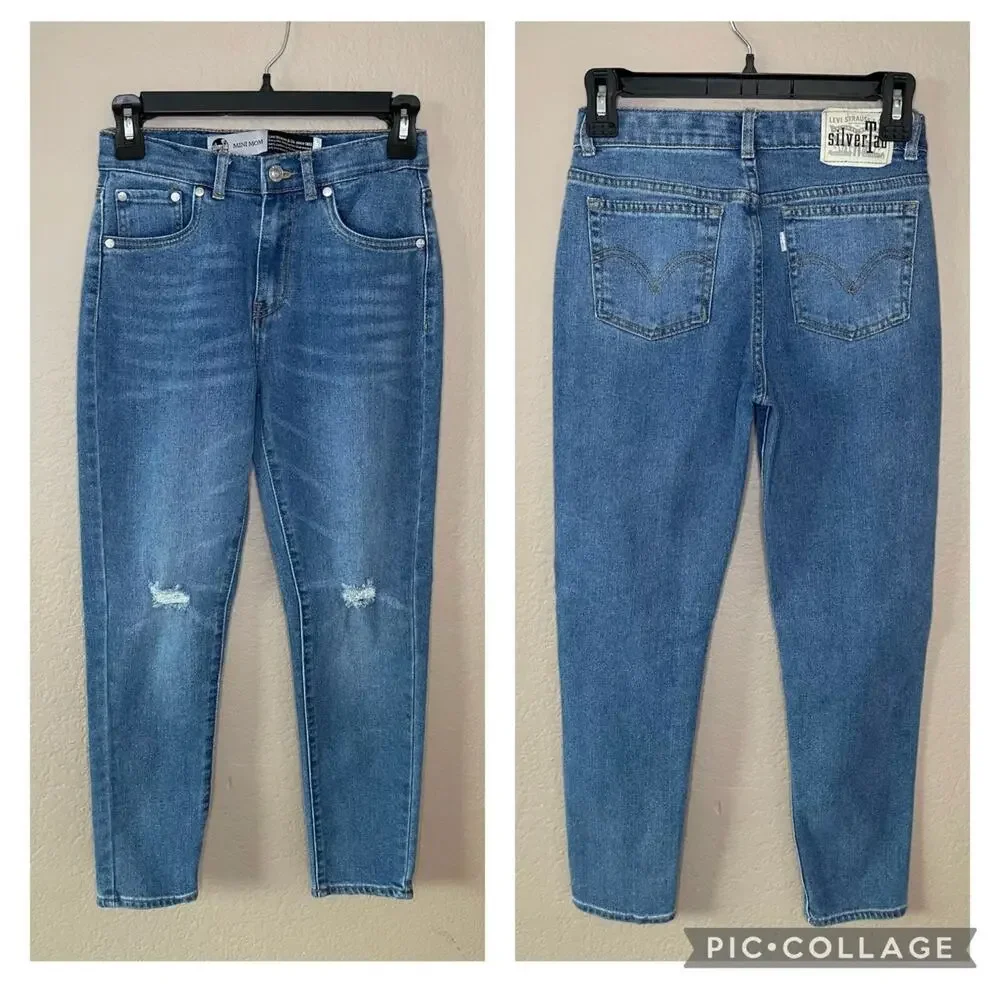 Levi's Girls Silver Tab Mini Mom High Rise Medium Wash Jeans Size 12 - EUC - Picture 1 of 12